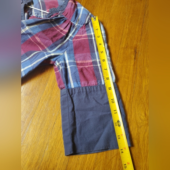 Matix women' 100% cotton deep V-neck purple blue white plaid casual blouse shirt - Picture 4 of 7